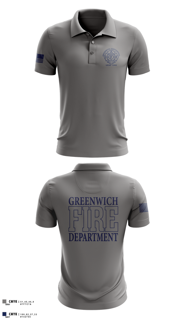 Short Sleeve Performance Polo, Greenwich Fire Local 1042, Fire Department, Teamtime, Team time, sublimation, custom sports apparel, team uniforms, spirit wear, spiritwear, sports uniforms, custom shirts, team store, custom team store, fundraiser sports, apparel fundraiser