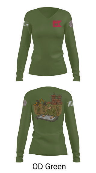 Womens Long Sleeve Vneck Shirt, 152, Army, Teamtime, Team time, sublimation, custom sports apparel, team uniforms, spirit wear, spiritwear, sports uniforms, custom shirts, team store, custom team store, fundraiser sports, apparel fundraiser