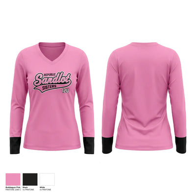 Republic Sandlot Sisters Women's Long Sleeve V-neck Shirt - 1