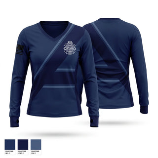 Womens Long Sleeve Vneck Shirt, Excelsior No. 1, Fire Department, Teamtime, Team time, sublimation, custom sports apparel, team uniforms, spirit wear, spiritwear, sports uniforms, custom shirts, team store, custom team store, fundraiser sports, apparel fundraiser