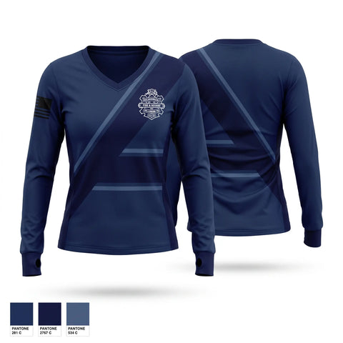 Womens Long Sleeve Vneck Shirt, Excelsior No. 1, Fire Department, Teamtime, Team time, sublimation, custom sports apparel, team uniforms, spirit wear, spiritwear, sports uniforms, custom shirts, team store, custom team store, fundraiser sports, apparel fundraiser