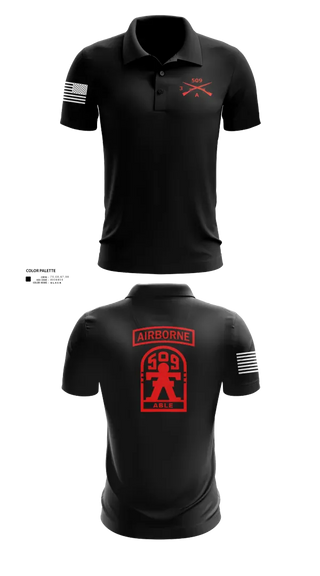 Short Sleeve Performance Polo, 3-509th Parachute Infantry BN Able Nation, , Teamtime, Team time, sublimation, custom sports apparel, team uniforms, spirit wear, spiritwear, sports uniforms, custom shirts, team store, custom team store, fundraiser sports, apparel fundraiser