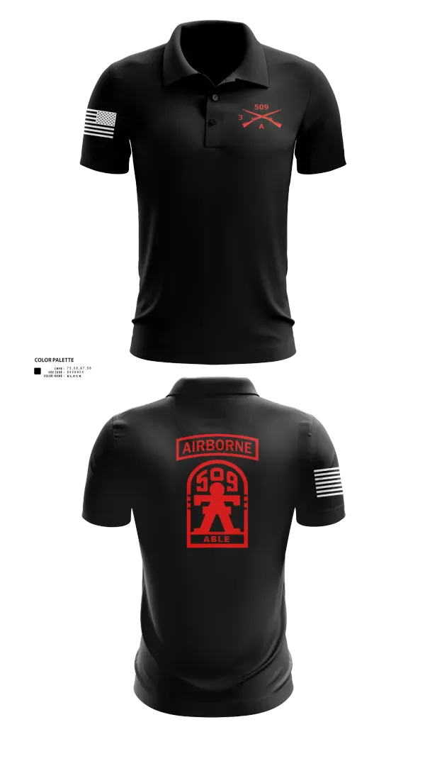 Short Sleeve Performance Polo, 3-509th Parachute Infantry BN Able Nation, , Teamtime, Team time, sublimation, custom sports apparel, team uniforms, spirit wear, spiritwear, sports uniforms, custom shirts, team store, custom team store, fundraiser sports, apparel fundraiser