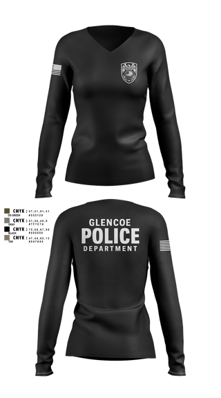 Womens Long Sleeve Vneck Shirt, Glencoe Police Department, Police, Teamtime, Team time, sublimation, custom sports apparel, team uniforms, spirit wear, spiritwear, sports uniforms, custom shirts, team store, custom team store, fundraiser sports, apparel fundraiser
