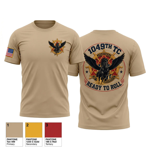 Old School Cotton Feel Shirt, 1049th Transportation Company, Army, Teamtime, Team time, sublimation, custom sports apparel, team uniforms, spirit wear, spiritwear, sports uniforms, custom shirts, team store, custom team store, fundraiser sports, apparel fundraiser