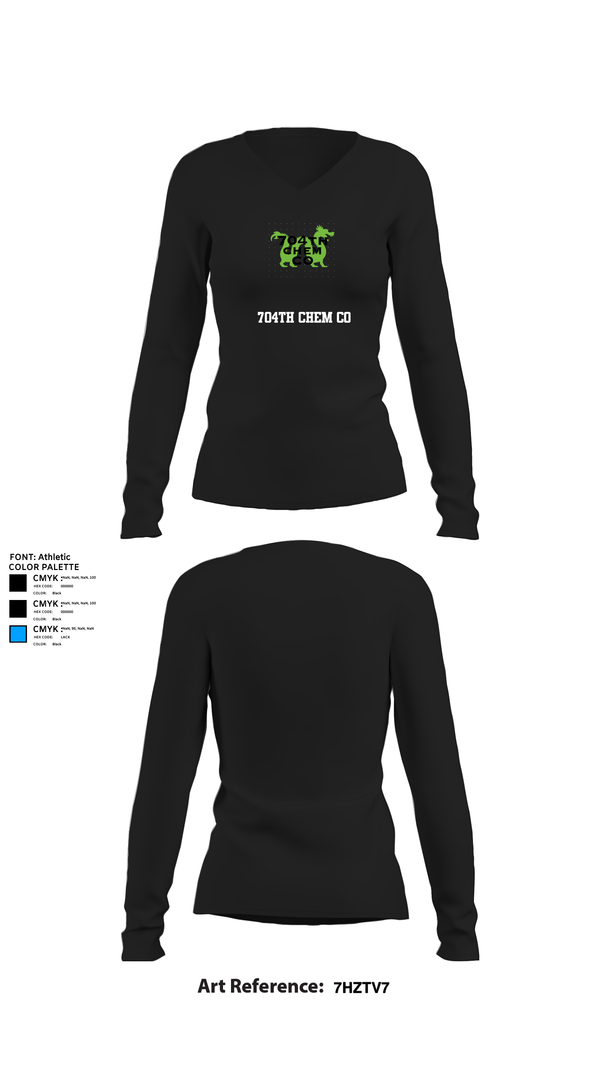 Womens Long Sleeve Vneck Shirt, 704th Chem Co, , Teamtime, Team time, sublimation, custom sports apparel, team uniforms, spirit wear, spiritwear, sports uniforms, custom shirts, team store, custom team store, fundraiser sports, apparel fundraiser