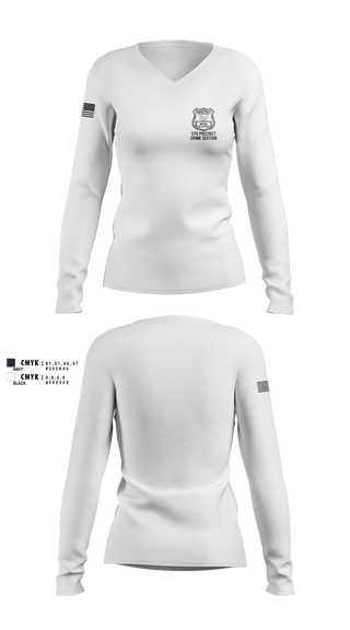 Womens Long Sleeve Vneck Shirt, 5th PCT Crime Section, , Teamtime, Team time, sublimation, custom sports apparel, team uniforms, spirit wear, spiritwear, sports uniforms, custom shirts, team store, custom team store, fundraiser sports, apparel fundraiser