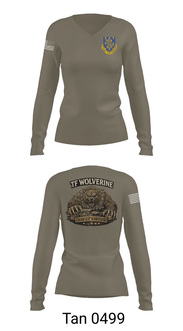 Womens Long Sleeve Vneck Shirt, 3-337 TSBN, Army, Teamtime, Team time, sublimation, custom sports apparel, team uniforms, spirit wear, spiritwear, sports uniforms, custom shirts, team store, custom team store, fundraiser sports, apparel fundraiser