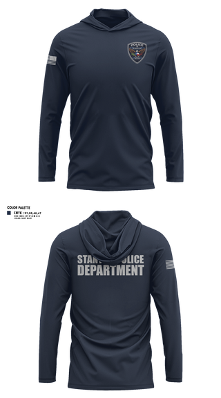 Long Sleeve Performance Shirt with hood, Stanton Police, Police, Teamtime, Team time, sublimation, custom sports apparel, team uniforms, spirit wear, spiritwear, sports uniforms, custom shirts, team store, custom team store, fundraiser sports, apparel fundraiser