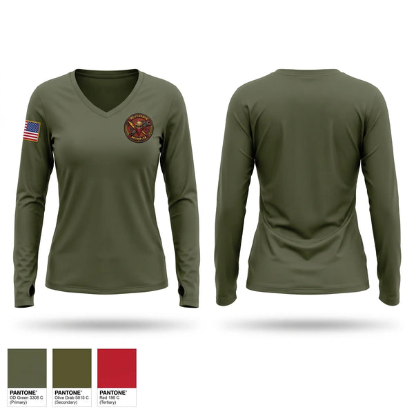 Womens Long Sleeve Vneck Shirt, MUMS-14, Marines, Teamtime, Team time, sublimation, custom sports apparel, team uniforms, spirit wear, spiritwear, sports uniforms, custom shirts, team store, custom team store, fundraiser sports, apparel fundraiser