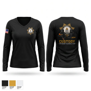 Womens Long Sleeve Vneck Shirt, Sacramento Sheriff’s Office CERT team, Police, Teamtime, Team time, sublimation, custom sports apparel, team uniforms, spirit wear, spiritwear, sports uniforms, custom shirts, team store, custom team store, fundraiser sports, apparel fundraiser