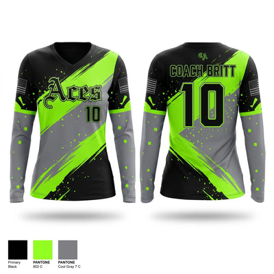 Cosmo Aces Women's Long Sleeve V-neck Shirt - 1