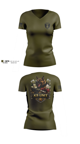 Womens Short Sleeve Vneck Shirt, Camp Pendleton PMO K9, Marines, Teamtime, Team time, sublimation, custom sports apparel, team uniforms, spirit wear, spiritwear, sports uniforms, custom shirts, team store, custom team store, fundraiser sports, apparel fundraiser