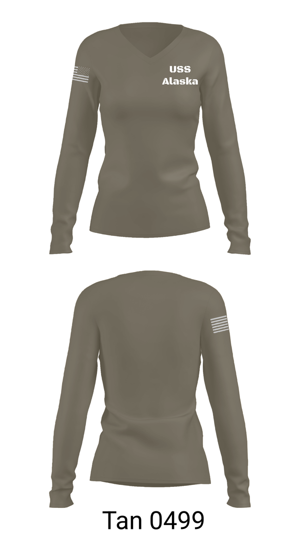 Womens Long Sleeve Vneck Shirt, USS Alaska, , Teamtime, Team time, sublimation, custom sports apparel, team uniforms, spirit wear, spiritwear, sports uniforms, custom shirts, team store, custom team store, fundraiser sports, apparel fundraiser