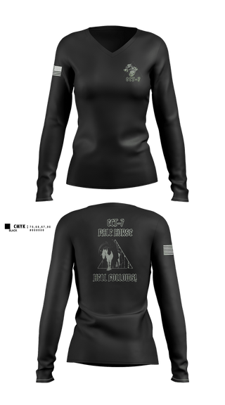 Womens Long Sleeve Vneck Shirt, ECT-7, 11 CYBN, Army, Teamtime, Team time, sublimation, custom sports apparel, team uniforms, spirit wear, spiritwear, sports uniforms, custom shirts, team store, custom team store, fundraiser sports, apparel fundraiser