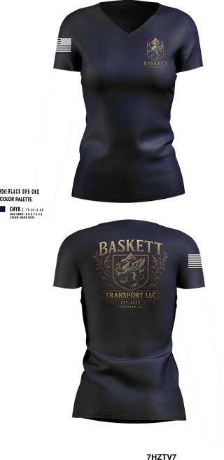 Womens Short Sleeve Vneck Shirt, Baskett Transport LLC, , Teamtime, Team time, sublimation, custom sports apparel, team uniforms, spirit wear, spiritwear, sports uniforms, custom shirts, team store, custom team store, fundraiser sports, apparel fundraiser