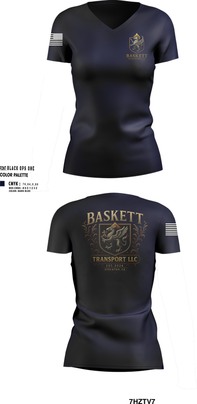 Baskett Transport LLC 45645919 Women's Short Sleeve V-neck Shirt - 30