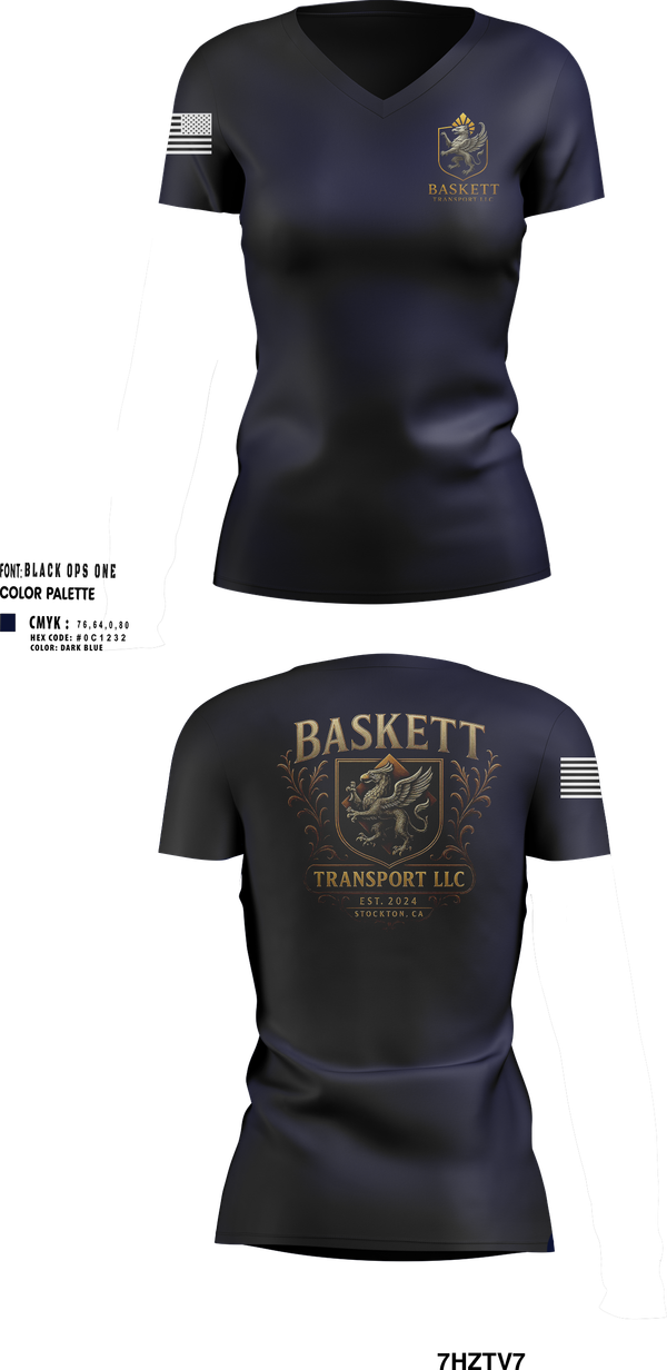 Womens Short Sleeve Vneck Shirt, Baskett Transport LLC, , Teamtime, Team time, sublimation, custom sports apparel, team uniforms, spirit wear, spiritwear, sports uniforms, custom shirts, team store, custom team store, fundraiser sports, apparel fundraiser