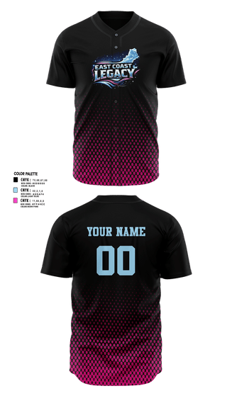 Full Button Baseball Jersey, East Coast Legacy, Baseball, Teamtime, Team time, sublimation, custom sports apparel, team uniforms, spirit wear, spiritwear, sports uniforms, custom shirts, team store, custom team store, fundraiser sports, apparel fundraiser