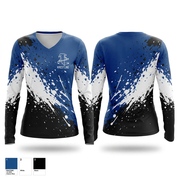 Womens Long Sleeve Vneck Shirt, Atwater Falcons, Wrestling, Teamtime, Team time, sublimation, custom sports apparel, team uniforms, spirit wear, spiritwear, sports uniforms, custom shirts, team store, custom team store, fundraiser sports, apparel fundraiser