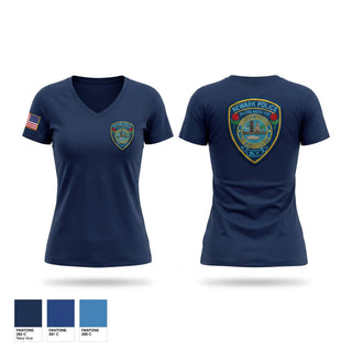 Womens Short Sleeve Vneck Shirt, Village of Newark police department, Police, Teamtime, Team time, sublimation, custom sports apparel, team uniforms, spirit wear, spiritwear, sports uniforms, custom shirts, team store, custom team store, fundraiser sports, apparel fundraiser