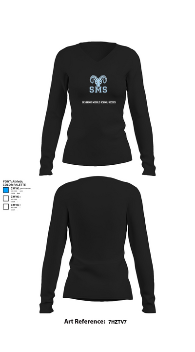 Seabrook Middle School Soccer 93548407 Women's Long Sleeve V-neck Shirt - 34