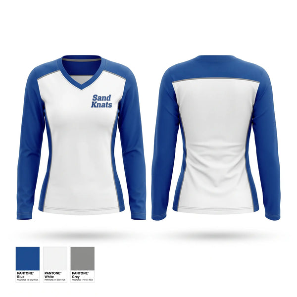 Womens Long Sleeve Vneck Shirt, Sand Knats, Baseball, Teamtime, Team time, sublimation, custom sports apparel, team uniforms, spirit wear, spiritwear, sports uniforms, custom shirts, team store, custom team store, fundraiser sports, apparel fundraiser