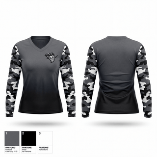 Womens Long Sleeve Vneck Shirt, Houston Outlaws, Baseball, Teamtime, Team time, sublimation, custom sports apparel, team uniforms, spirit wear, spiritwear, sports uniforms, custom shirts, team store, custom team store, fundraiser sports, apparel fundraiser