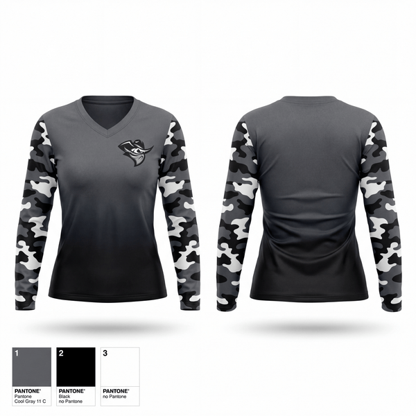 Womens Long Sleeve Vneck Shirt, Houston Outlaws, Baseball, Teamtime, Team time, sublimation, custom sports apparel, team uniforms, spirit wear, spiritwear, sports uniforms, custom shirts, team store, custom team store, fundraiser sports, apparel fundraiser