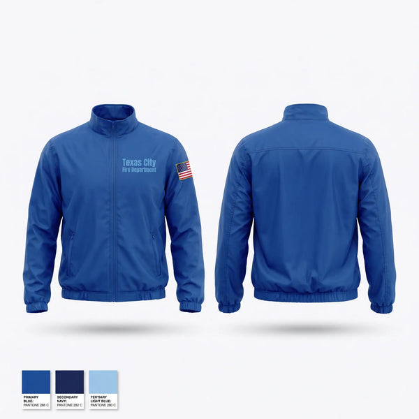 Windbreaker, Texas City Fire Department, Fire Department, Teamtime, Team time, sublimation, custom sports apparel, team uniforms, spirit wear, spiritwear, sports uniforms, custom shirts, team store, custom team store, fundraiser sports, apparel fundraiser
