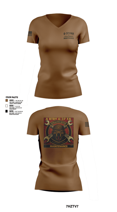 Womens Short Sleeve Vneck Shirt, 6-37 Field Artillery, Army, Teamtime, Team time, sublimation, custom sports apparel, team uniforms, spirit wear, spiritwear, sports uniforms, custom shirts, team store, custom team store, fundraiser sports, apparel fundraiser