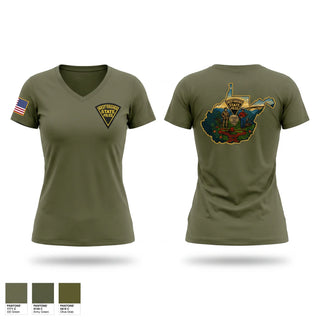 Womens Short Sleeve Vneck Shirt, WEST VIRGINIA STATE POLICE, Police, Teamtime, Team time, sublimation, custom sports apparel, team uniforms, spirit wear, spiritwear, sports uniforms, custom shirts, team store, custom team store, fundraiser sports, apparel fundraiser