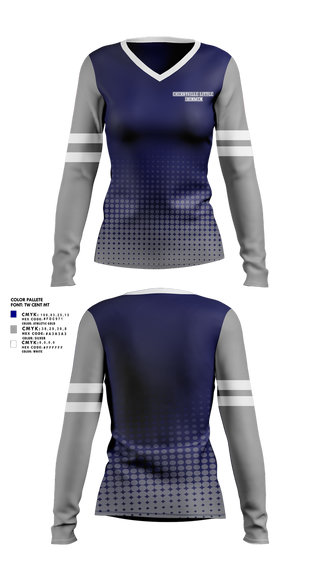 Womens Long Sleeve Vneck Shirt, Cherryville Little Ironmen, , Teamtime, Team time, sublimation, custom sports apparel, team uniforms, spirit wear, spiritwear, sports uniforms, custom shirts, team store, custom team store, fundraiser sports, apparel fundraiser