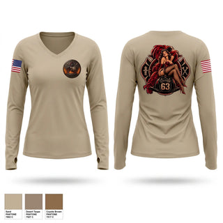 Womens Long Sleeve Vneck Shirt, Cal Fire, Fire Department, Teamtime, Team time, sublimation, custom sports apparel, team uniforms, spirit wear, spiritwear, sports uniforms, custom shirts, team store, custom team store, fundraiser sports, apparel fundraiser