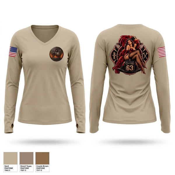 Womens Long Sleeve Vneck Shirt, Cal Fire, Fire Department, Teamtime, Team time, sublimation, custom sports apparel, team uniforms, spirit wear, spiritwear, sports uniforms, custom shirts, team store, custom team store, fundraiser sports, apparel fundraiser