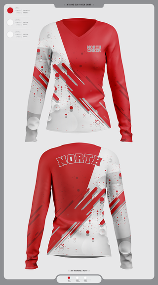 Womens Long Sleeve Vneck Shirt, North Attleborough High School Cheer, Cheer, Teamtime, Team time, sublimation, custom sports apparel, team uniforms, spirit wear, spiritwear, sports uniforms, custom shirts, team store, custom team store, fundraiser sports, apparel fundraiser