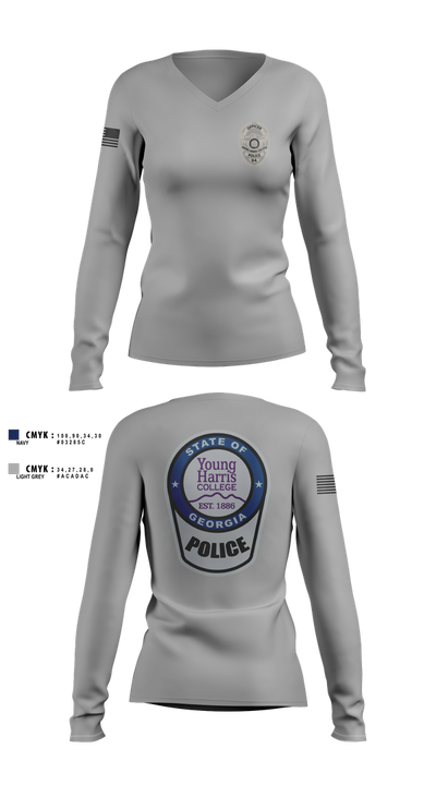 Young Harris College Police Department 23212207 Women's Long Sleeve V-neck Shirt - 2