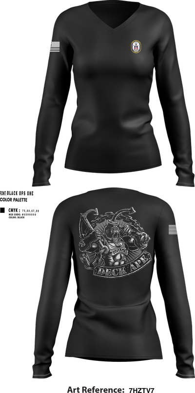 DDG 103 OD 52458326 Women's Long Sleeve V-neck Shirt - 100