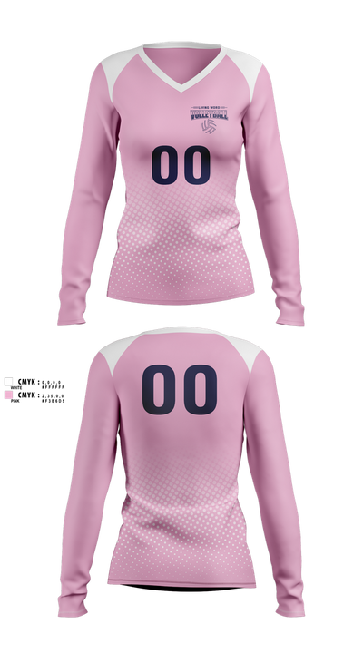 Living Word Academy Volleyball 38101646 Women's Long Sleeve V-neck Shirt - 13