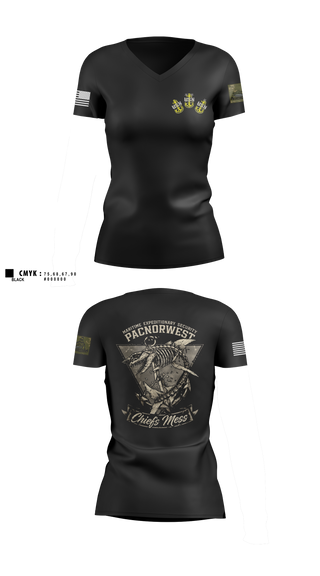 Womens Short Sleeve Vneck Shirt, MES PACNORWEST HVU  Chiefs Mess, Navy, Teamtime, Team time, sublimation, custom sports apparel, team uniforms, spirit wear, spiritwear, sports uniforms, custom shirts, team store, custom team store, fundraiser sports, apparel fundraiser