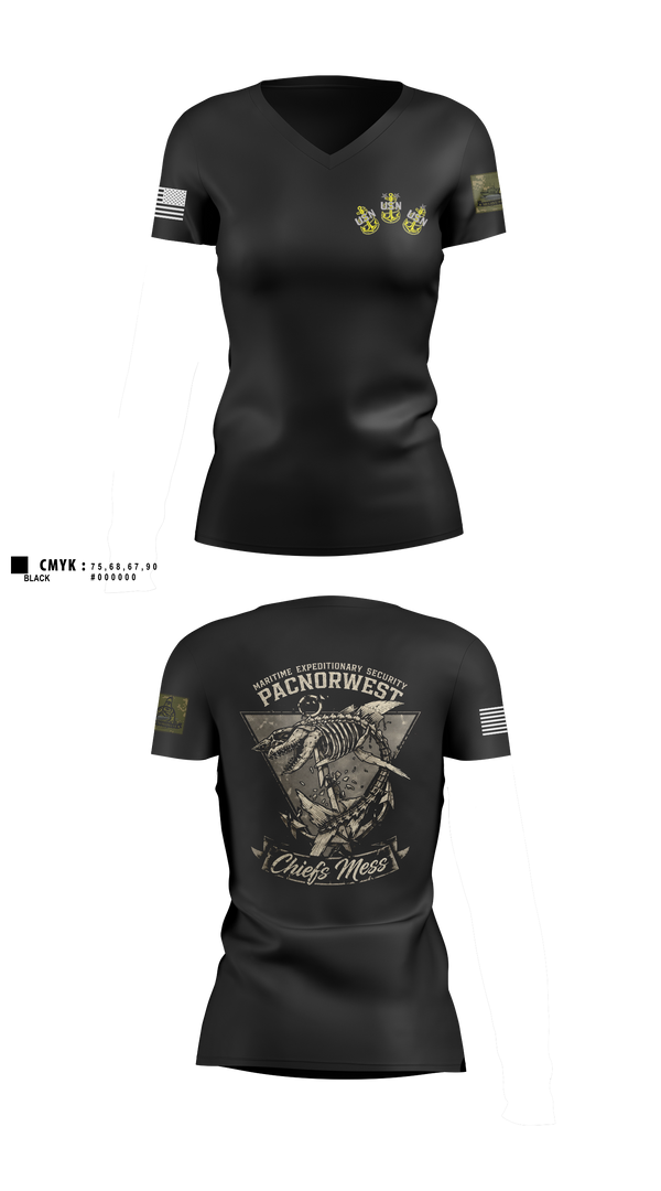 Womens Short Sleeve Vneck Shirt, MES PACNORWEST HVU  Chiefs Mess, Navy, Teamtime, Team time, sublimation, custom sports apparel, team uniforms, spirit wear, spiritwear, sports uniforms, custom shirts, team store, custom team store, fundraiser sports, apparel fundraiser