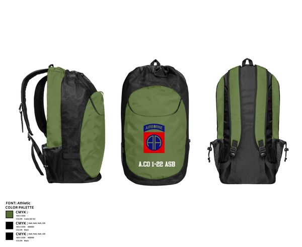 Gear Bag, A.Co 1-22 ASB, , Teamtime, Team time, sublimation, custom sports apparel, team uniforms, spirit wear, spiritwear, sports uniforms, custom shirts, team store, custom team store, fundraiser sports, apparel fundraiser