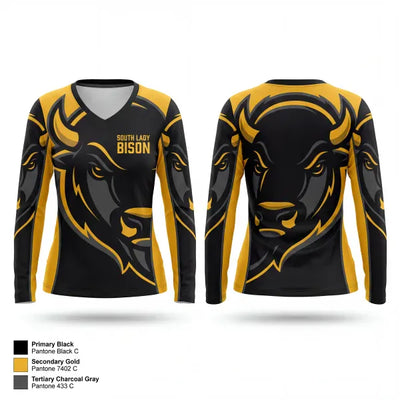 South lady bison 34073171 Women's Long Sleeve V-neck Shirt - 1 (2)