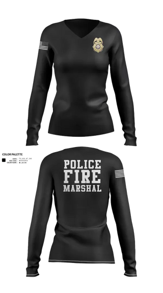 Womens Long Sleeve Vneck Shirt, Falls Church Fire Marshal, Fire Department, Teamtime, Team time, sublimation, custom sports apparel, team uniforms, spirit wear, spiritwear, sports uniforms, custom shirts, team store, custom team store, fundraiser sports, apparel fundraiser