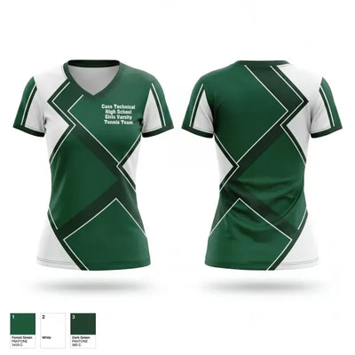 Cass Technical High School Girls Varsity Tennis Team 63156221 Women's Short Sleeve V-neck Shirt - 1