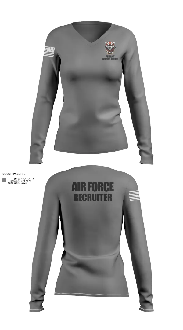 Womens Long Sleeve Vneck Shirt, 336 RCS F Flight, , Teamtime, Team time, sublimation, custom sports apparel, team uniforms, spirit wear, spiritwear, sports uniforms, custom shirts, team store, custom team store, fundraiser sports, apparel fundraiser