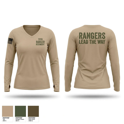 Womens Long Sleeve Vneck Shirt, 75th ranger regiment, Army, Teamtime, Team time, sublimation, custom sports apparel, team uniforms, spirit wear, spiritwear, sports uniforms, custom shirts, team store, custom team store, fundraiser sports, apparel fundraiser