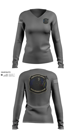 Womens Long Sleeve Vneck Shirt, District 3 Fast, Fire Department, Teamtime, Team time, sublimation, custom sports apparel, team uniforms, spirit wear, spiritwear, sports uniforms, custom shirts, team store, custom team store, fundraiser sports, apparel fundraiser