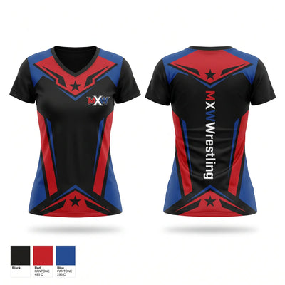 Midwest Xtreme Wrestling Women's Short Sleeve V-neck Shirt - 1