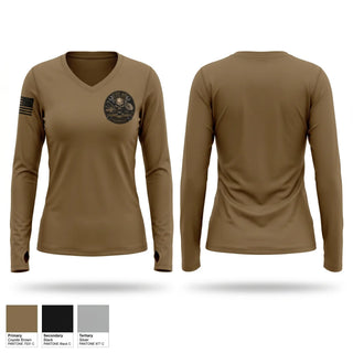 Womens Long Sleeve Vneck Shirt, CTF D-2, Army, Teamtime, Team time, sublimation, custom sports apparel, team uniforms, spirit wear, spiritwear, sports uniforms, custom shirts, team store, custom team store, fundraiser sports, apparel fundraiser